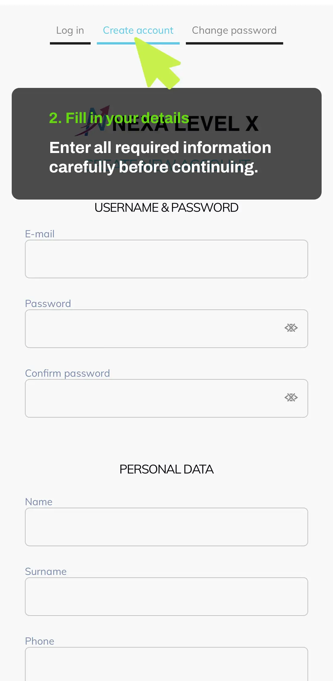 Enter all required information carefully before continuing Enter all required information carefully before continuing