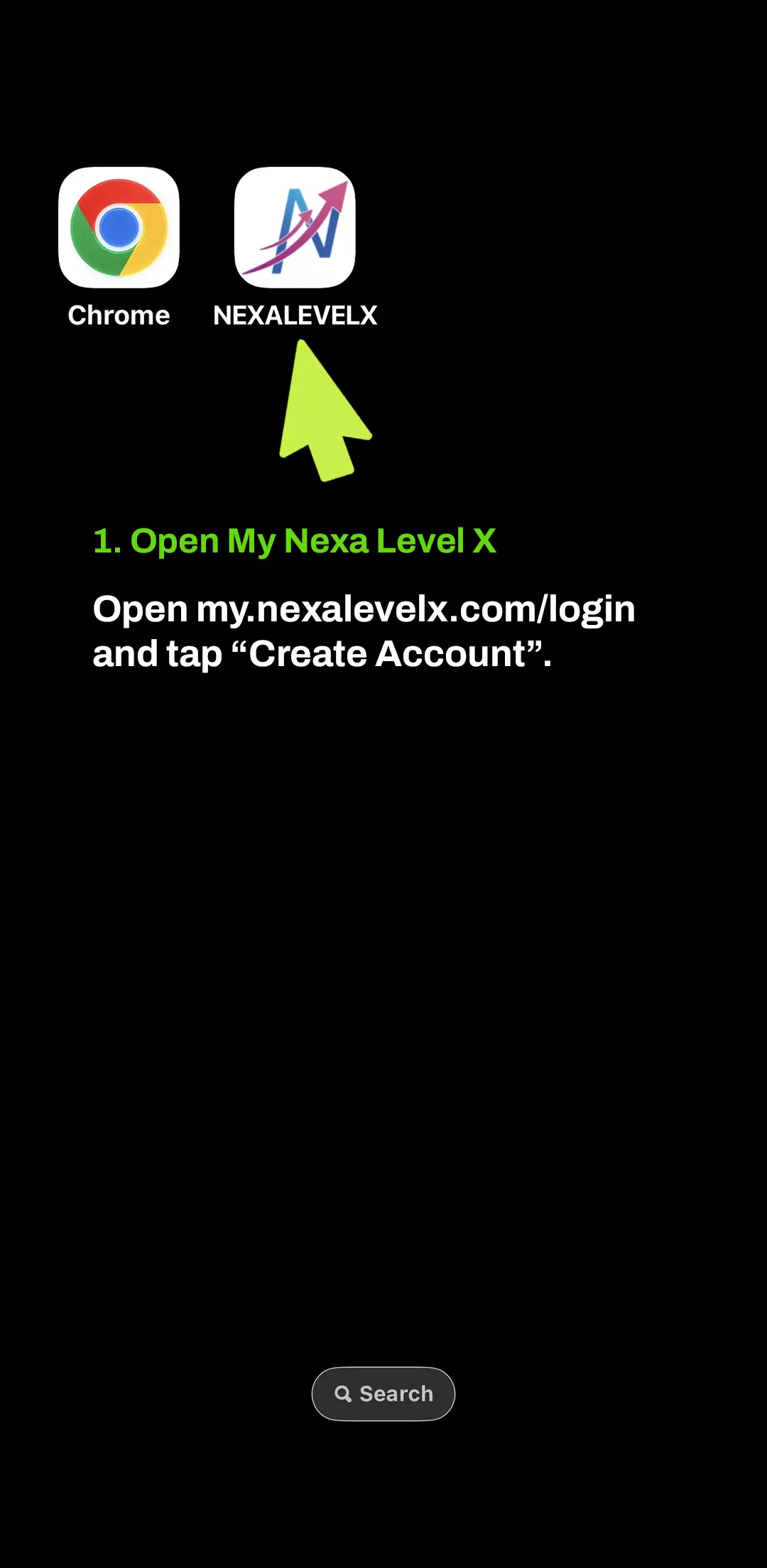 Open my nexa level x and tap Create Account Open my nexa level x and tap Create Account
