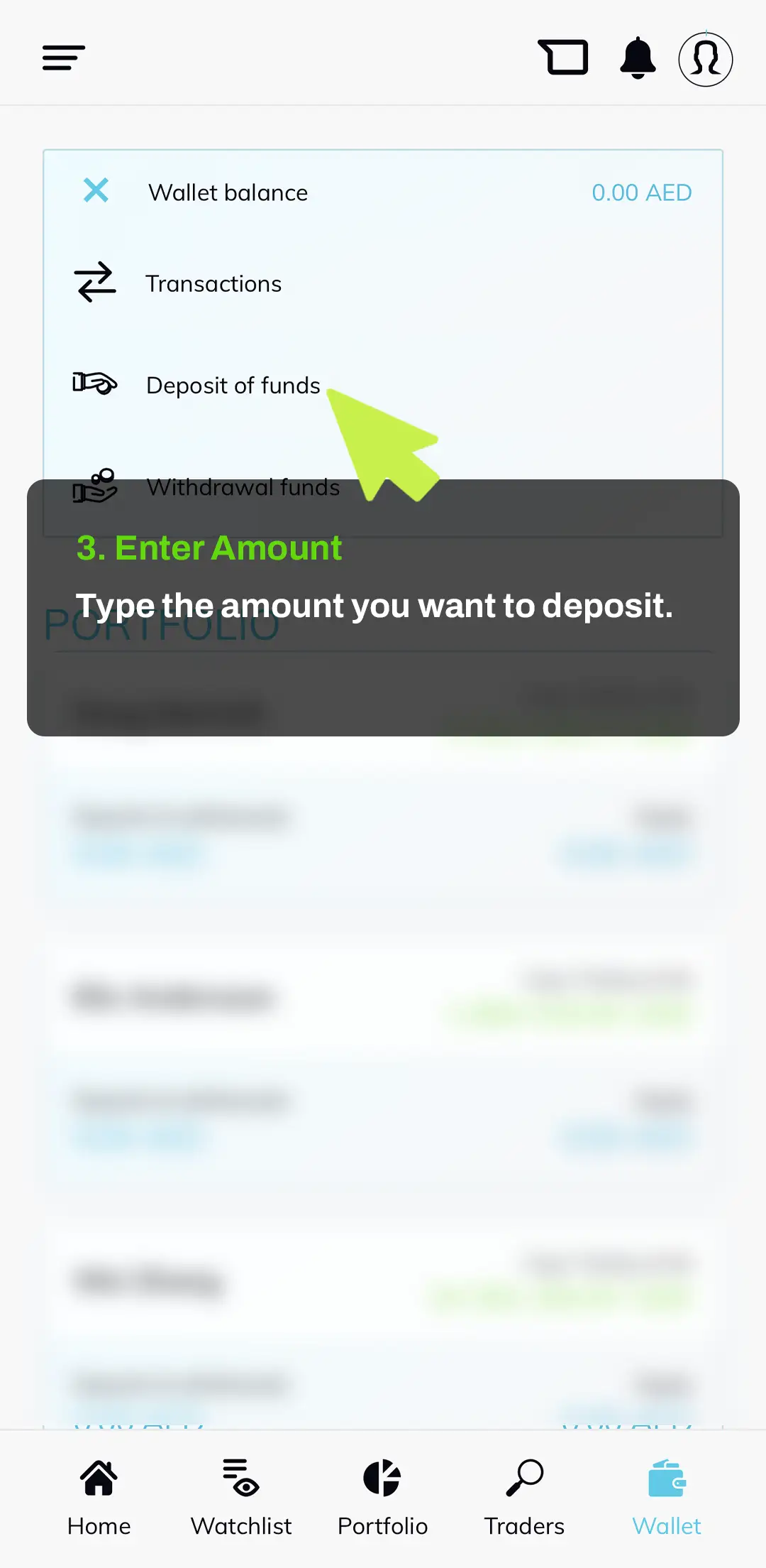 Type the amount you want to deposit Type the amount you want to deposit